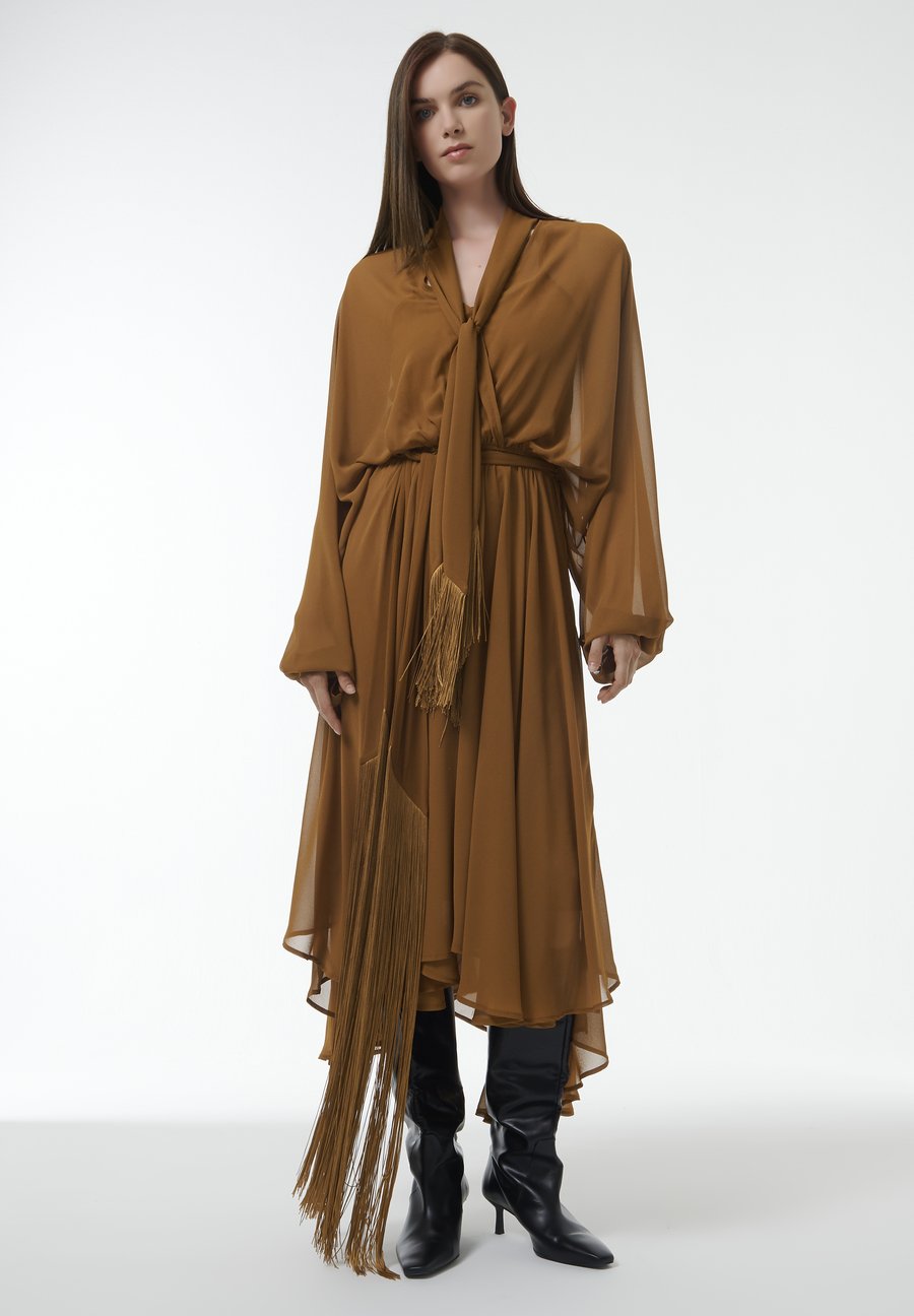 

Платье Leem FRINGED BELT AND SCARF KAFTAN, Brown/Light Brown