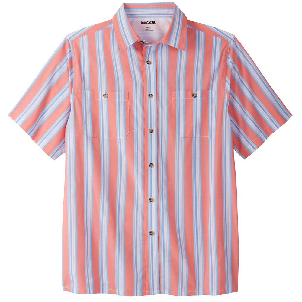 

Мужская спортивная рубашка в полоску с короткими рукавами Kingsize в большую и высокую полоску KingSize, цвет Melon Stripe