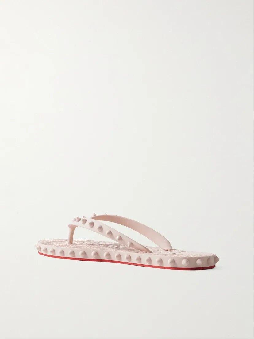 Резиновые шлепанцы Super Loubi с заклепками Christian Louboutin, бежевый — фото 3