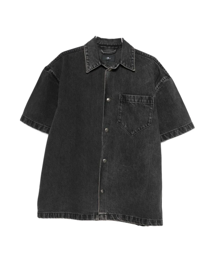 

Синяя хлопковая рубашка для мужчин осень-зима 2025 7 For All Mankind, синий