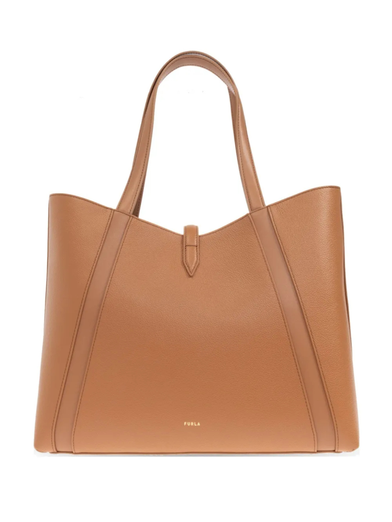 

Сумка-тоут Furla Goccia с кожаными вставками и застежкой, коричневый