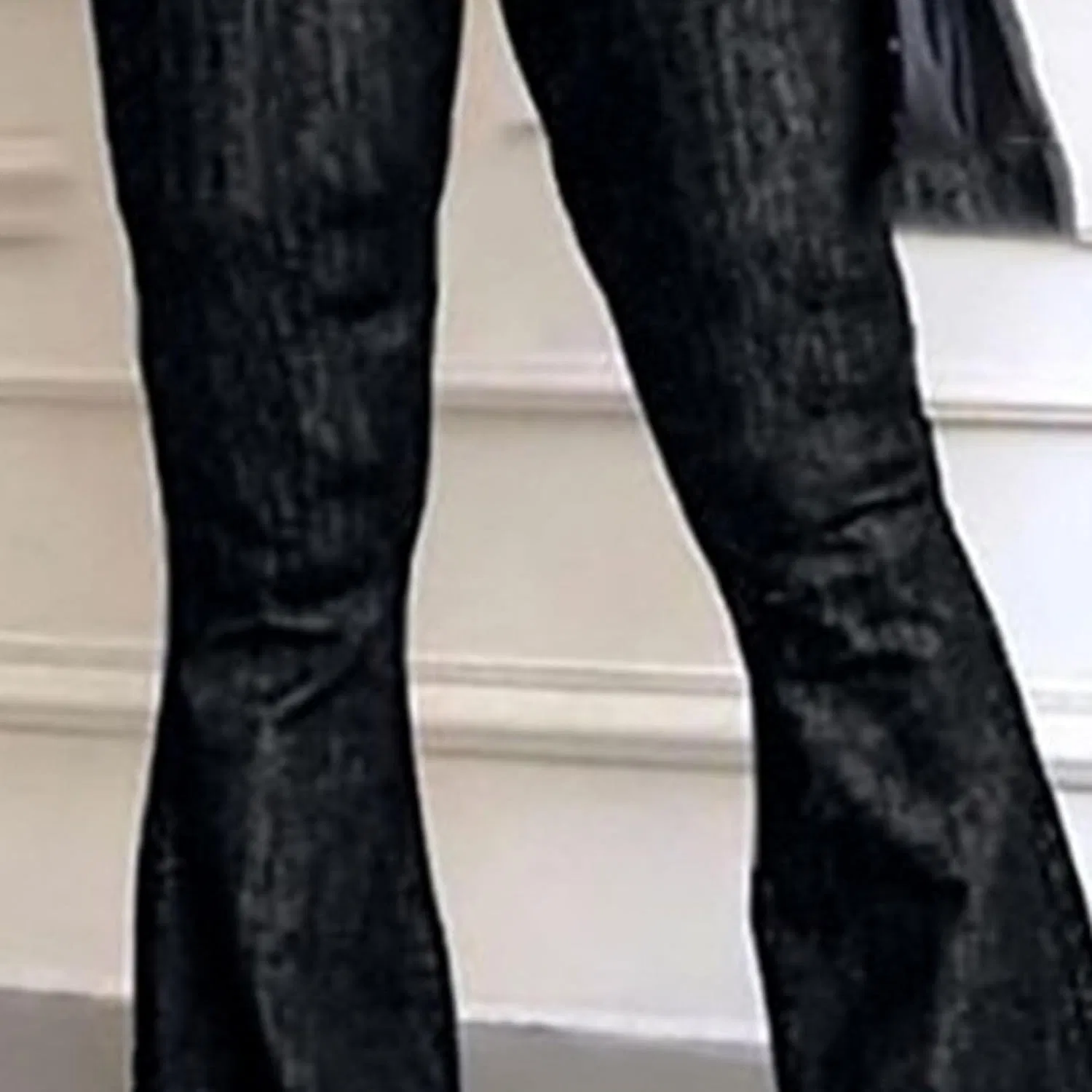Джинсы клеш женские, стрейч, Wide Leg, Black — фото 4