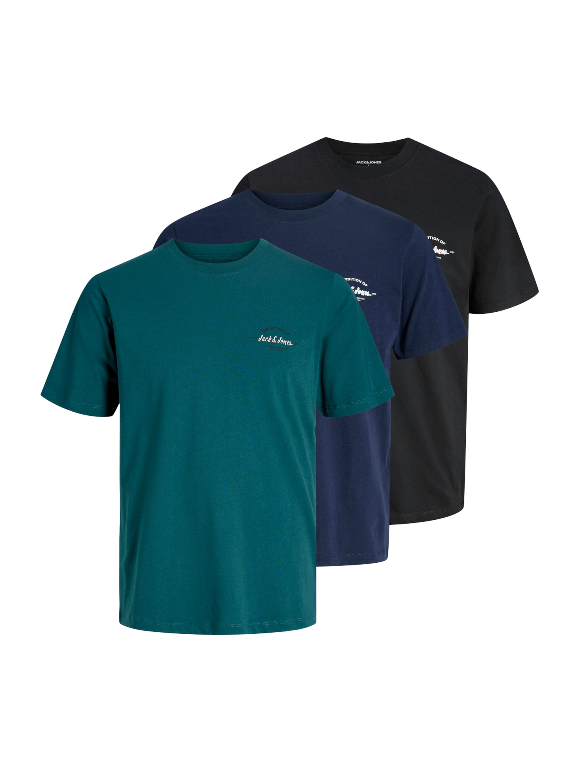 

Jack & Jones Plus Футболка 'JJBRANDON' в цвете Navy, Petrol, Black