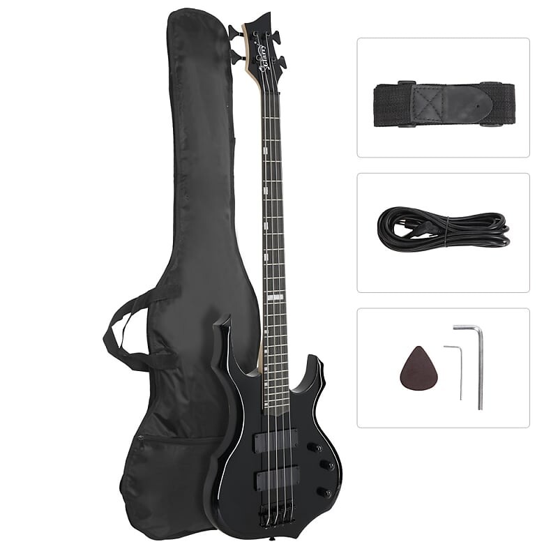 

Басс гитара Glarry Black Burning Fire Electric Bass Guitar HH Pickups