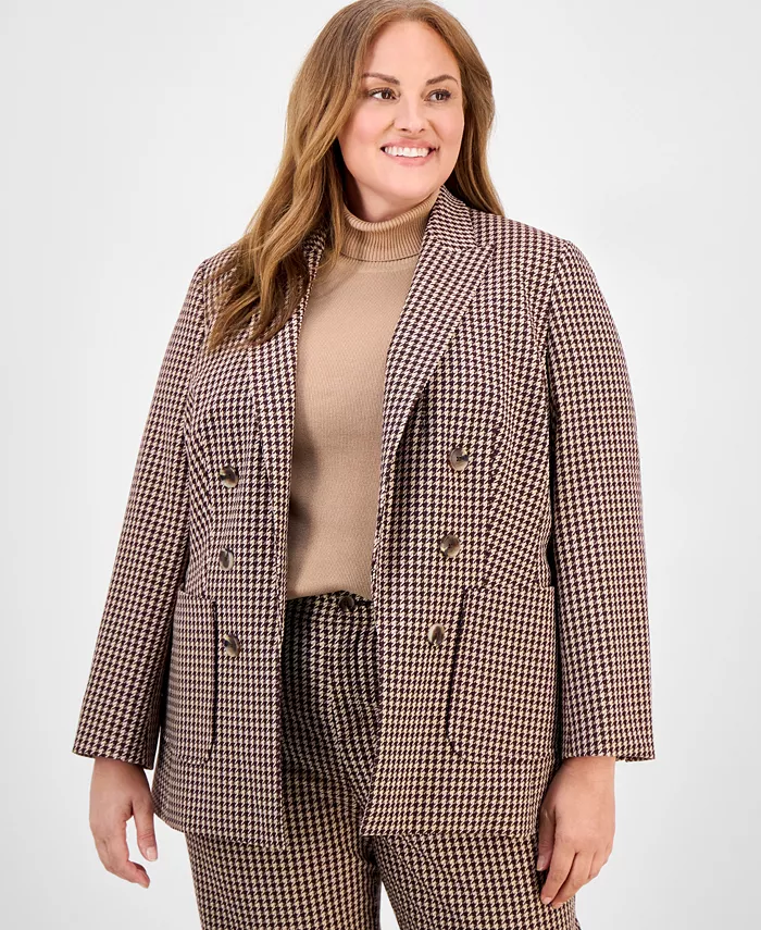 

Блейзер больших размеров с узором «гусиная лапка» Anne Klein, желтый