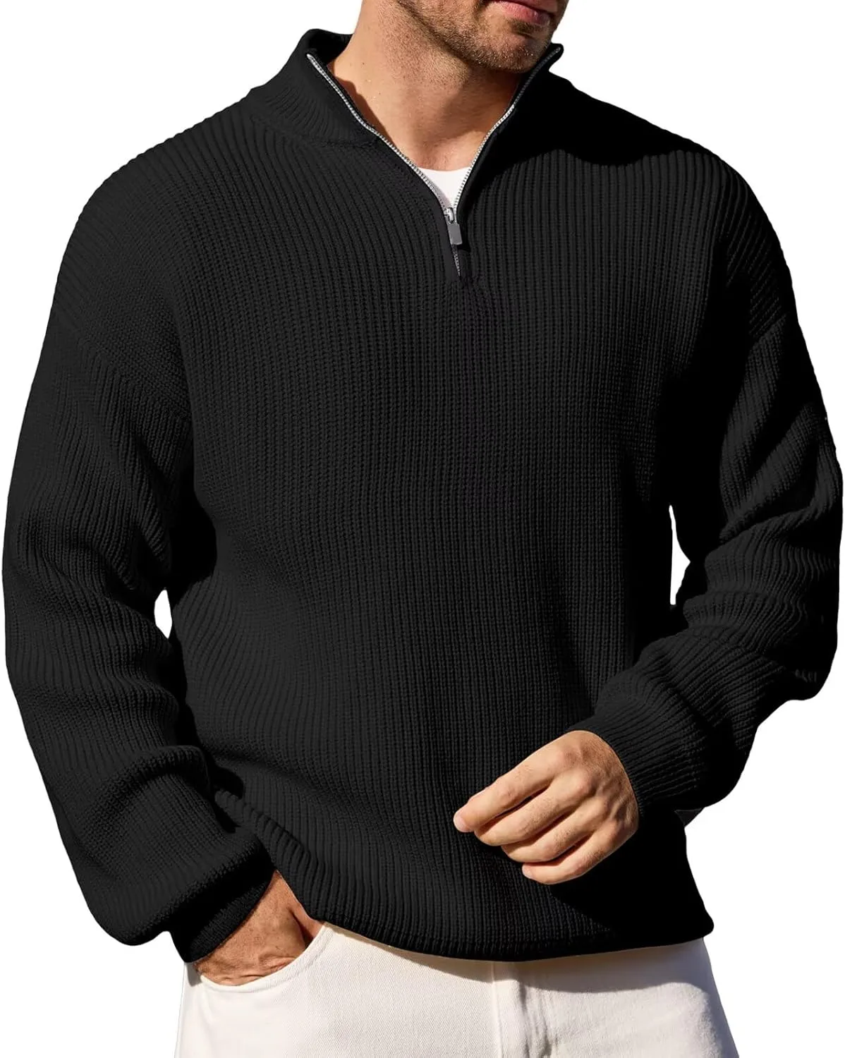 

Мужской свитер с высоким воротником и молнией на четверть Epoleatries