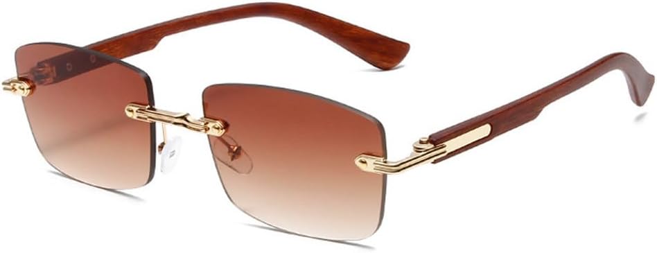 

Популярные модные женские солнцезащитные очки в винтажном стиле, без оправы, прозрачные, с градиентом цвета океана, защита от УФ-излучения UV400; мужские солнцезащитные очки в стиле панк TKKTLLT, Golden Tea Gradient