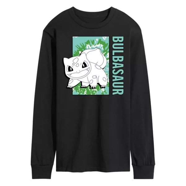 

Мужская футболка с длинным рукавом в стиле тай-дай с принтом Bulbasaur Licensed Character, черный