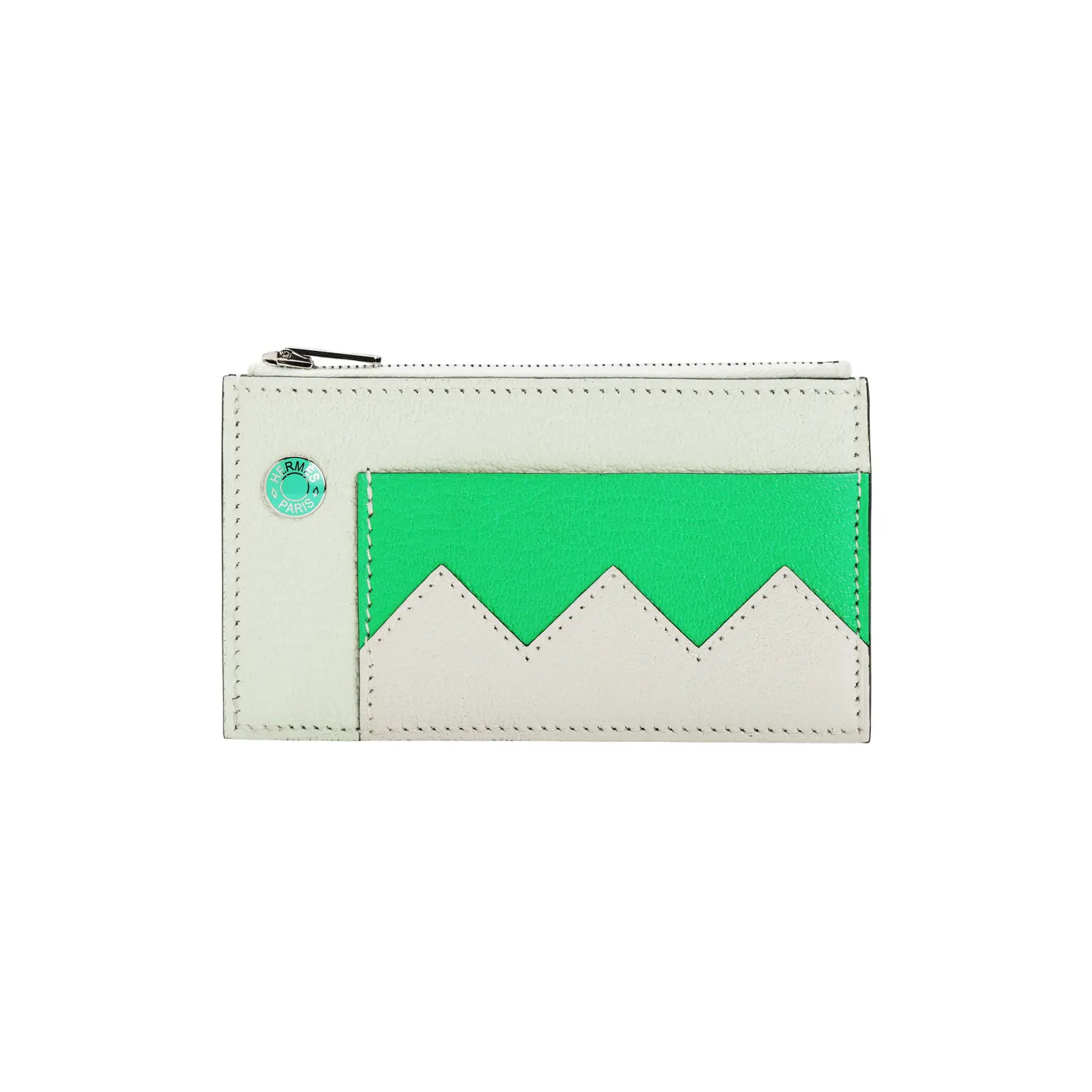 

HERMES Кардхолдер Crocodile Mysore из козьей кожи для женщин, светлый зеленый