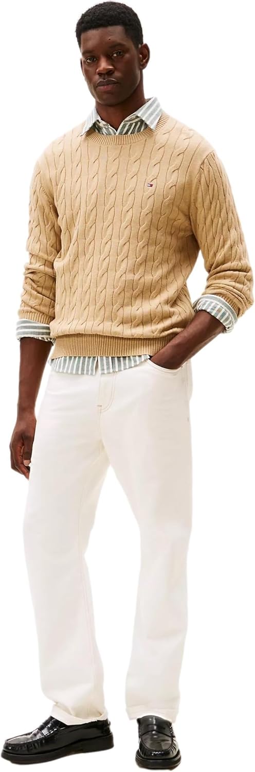 Коллекция мужских культовых свитеров Tommy Hilfiger Cable Knit 2024 года, Basic Beige — фото 4