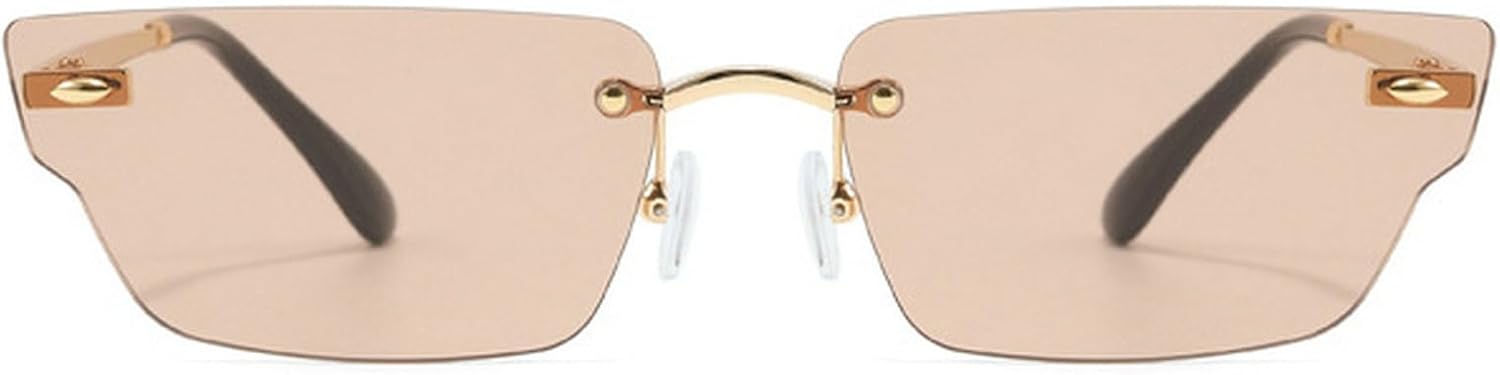 

Ретро-солнцезащитные очки неправильной формы, маленькие прямоугольные, женские, без оправы, с прозрачными линзами с градиентом цвета "океан", защита от УФ-излучения UV400, мужские солнцезащитные очки mincl, Champagne