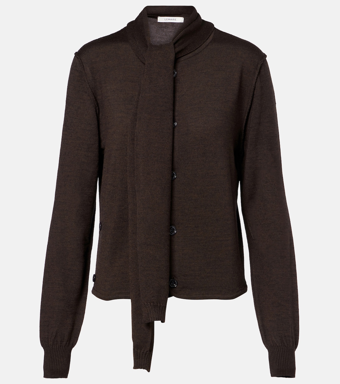 

Кардиган из смесовой шерсти с перекрученными завязками Lemaire, Dark Cacao