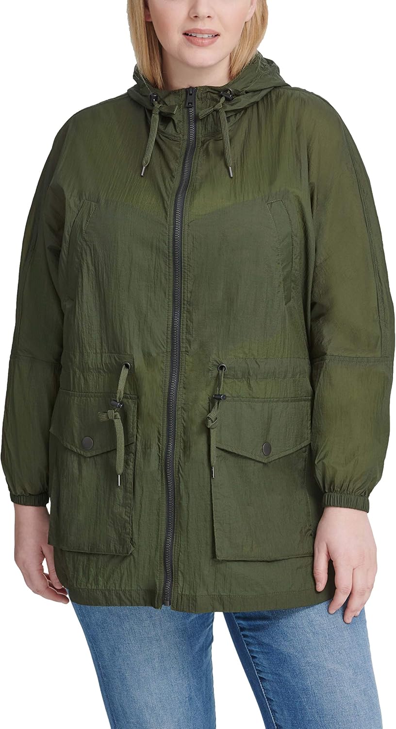 Levi's Женская легкая ветровка с капюшоном и затяжкой на талии, Army Green — фото 3