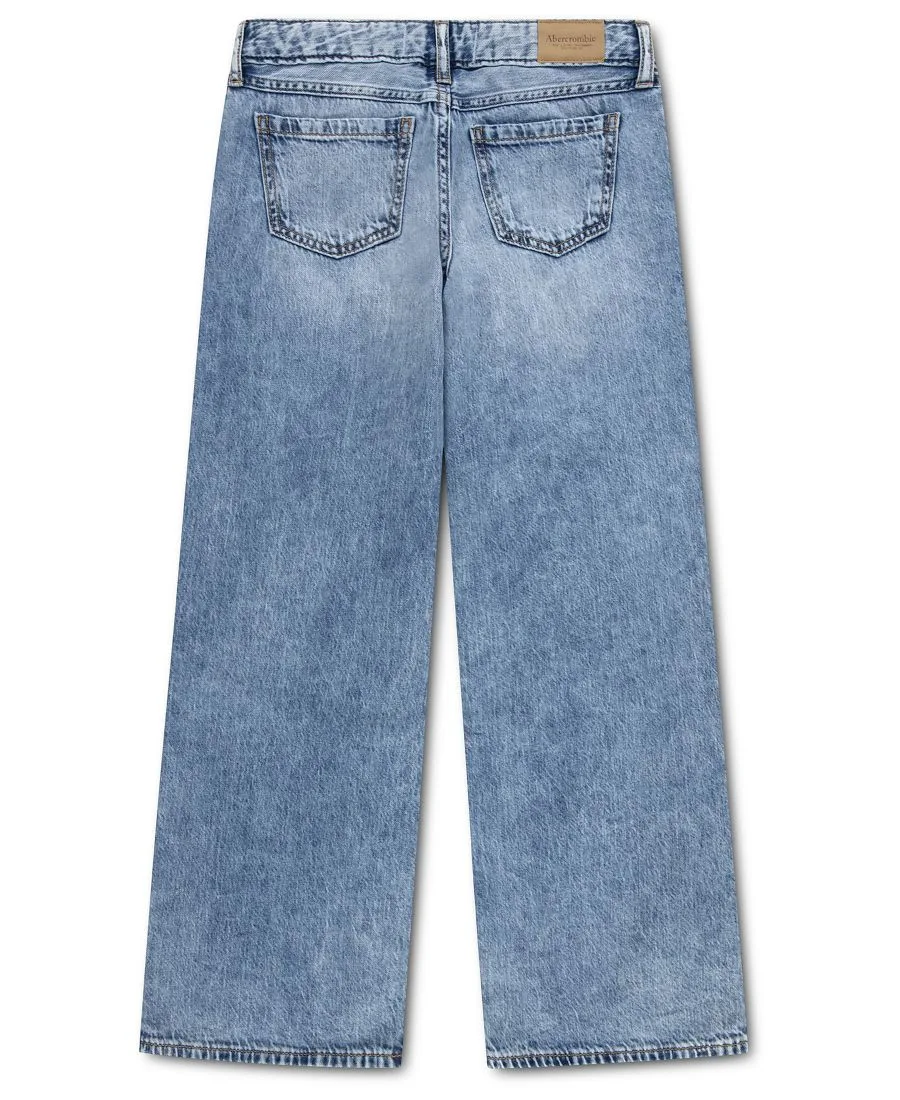 Детские джинсы с низкой посадкой и сердечками, свободного кроя Abercrombie kids, Indigo Hearts — фото 2