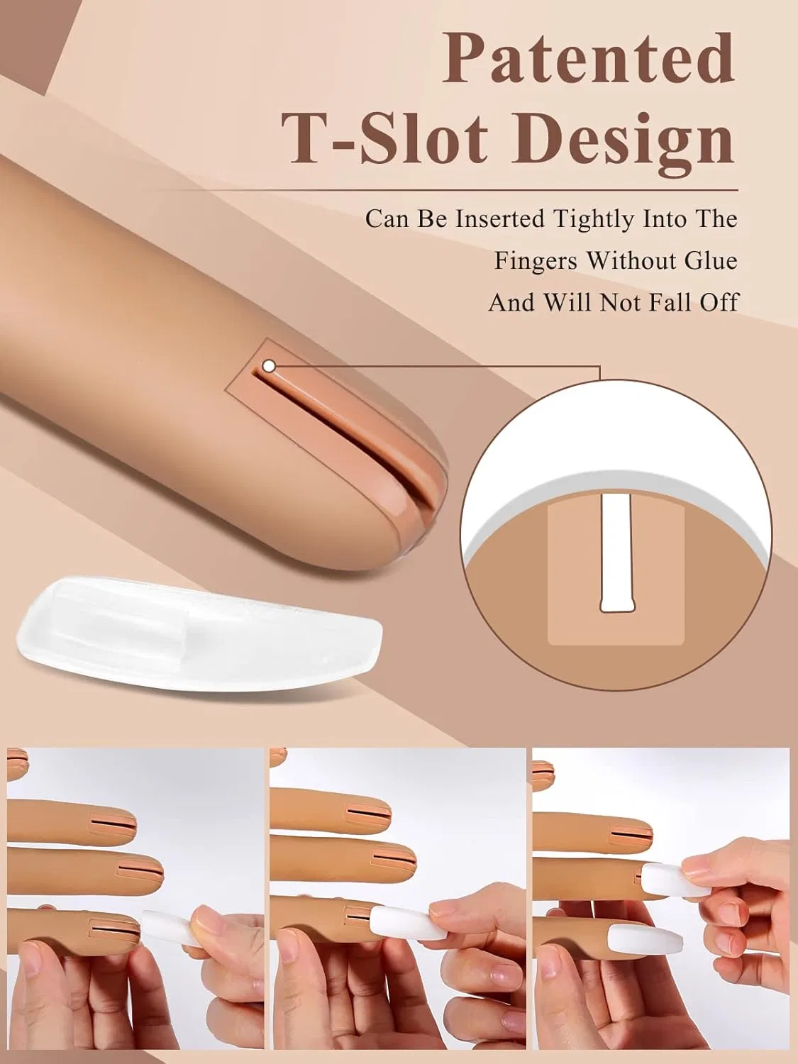 Силиконовая рука для практики нейл-дизайна Yokilly с 200 типсами Yokilly, New Silicone Hand — фото 2