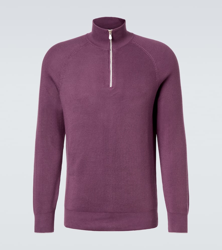 

Ребристый трикотажный свитер из хлопка с полузастежкой-молнией Brunello Cucinelli, Chl69