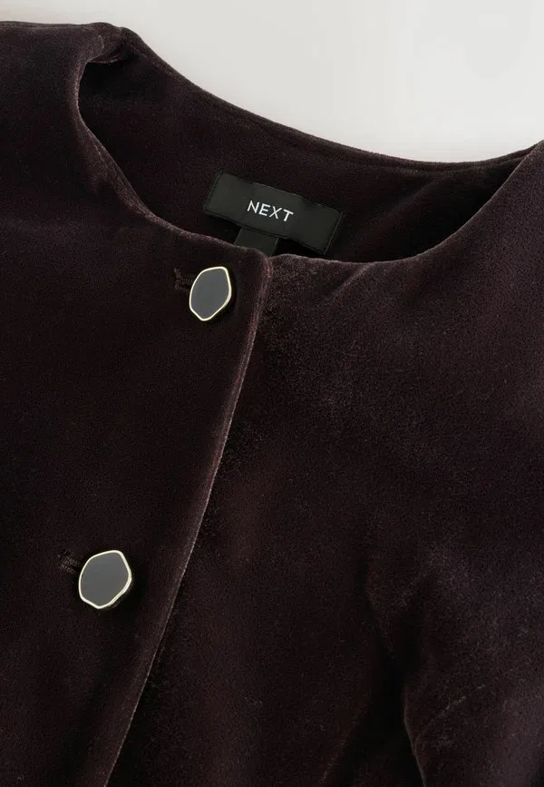 Жилет стандартного кроя с круглым вырезом и застежкой на пуговицы Next, Chocolate Brown Matte — фото 2