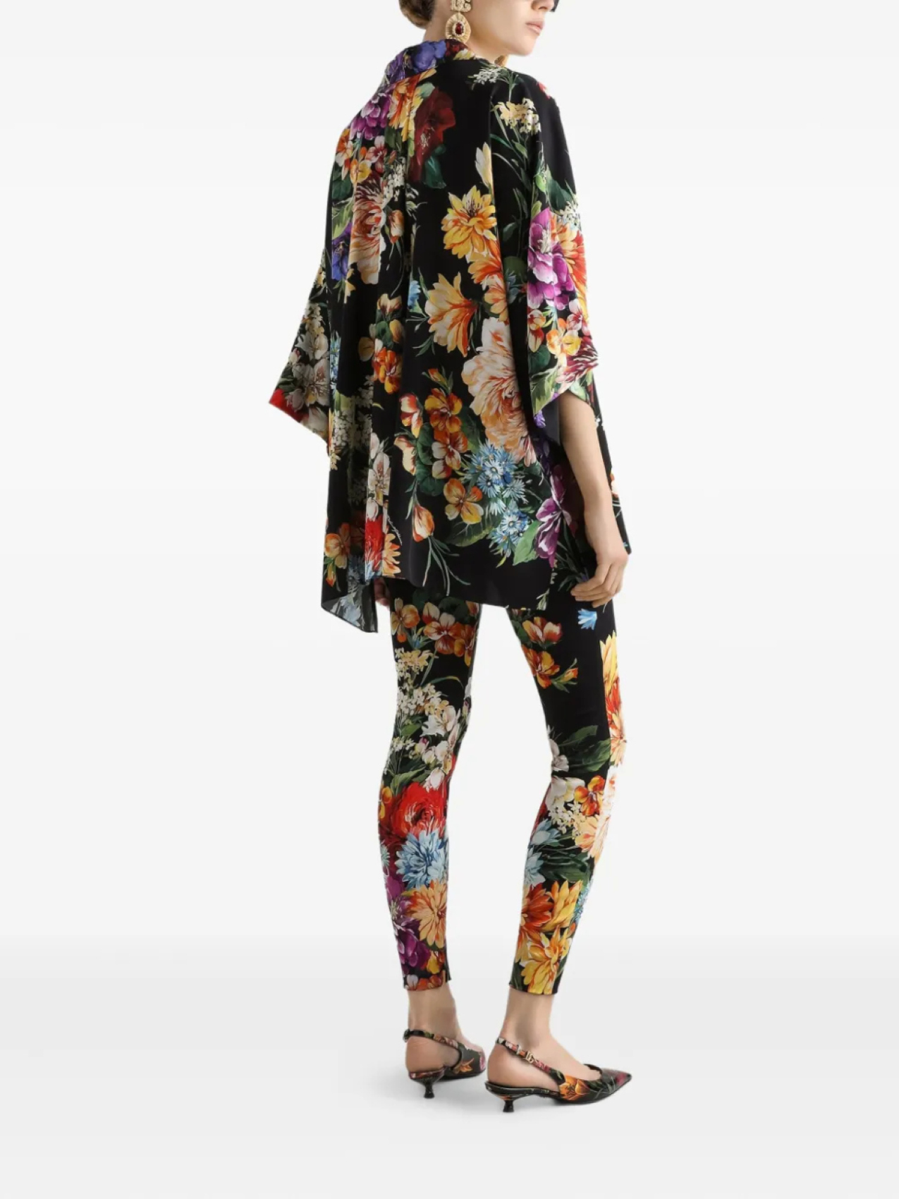 Dolce & Gabbana леггинсы с цветочным принтом, черный — фото 3
