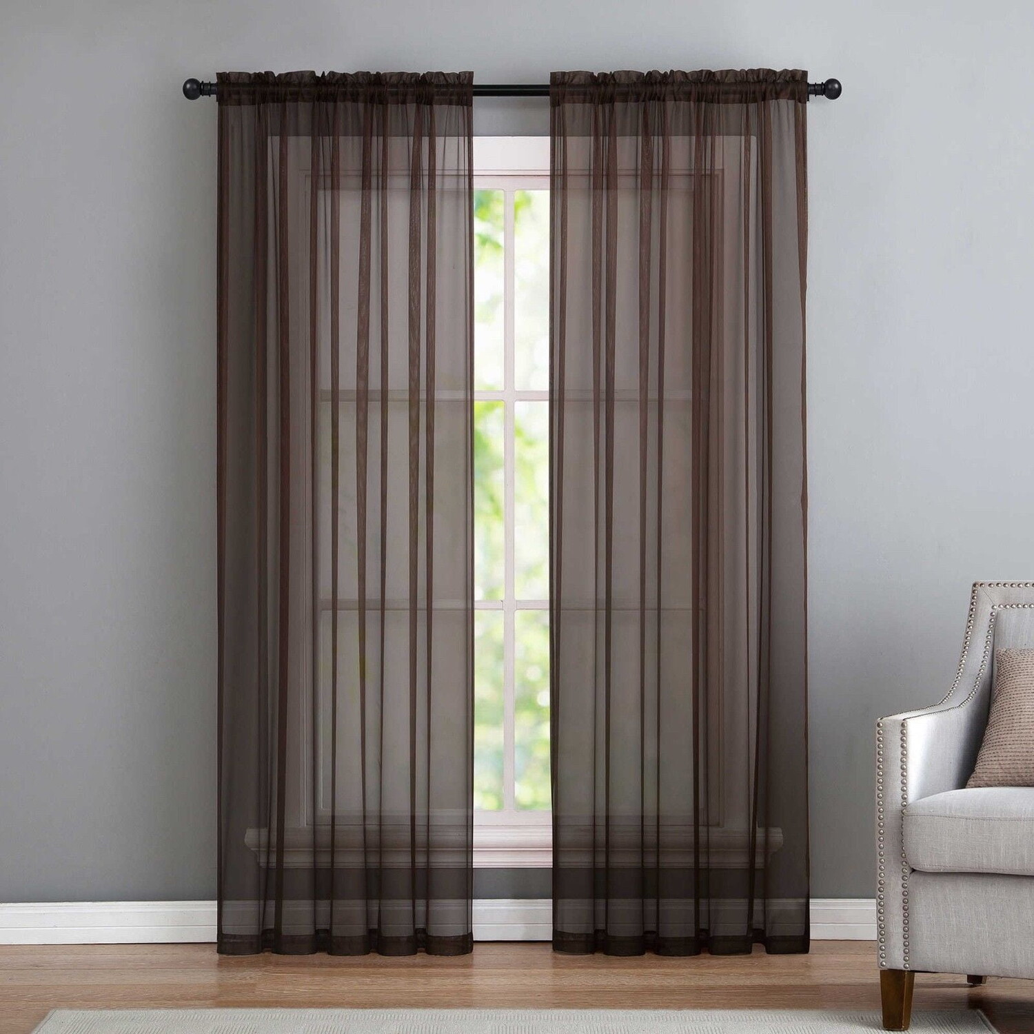 

Занавеска прозрачная Best Linen, коричневый