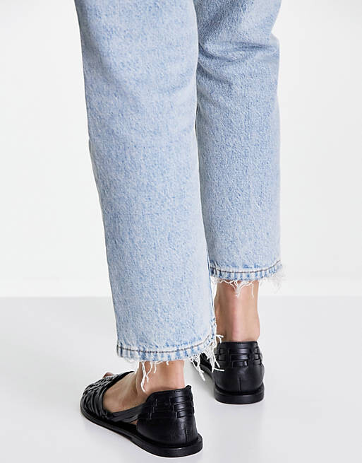 Черные плетеные кожаные сандалии на плоской подошве ASOS DESIGN Francisco — фото 2