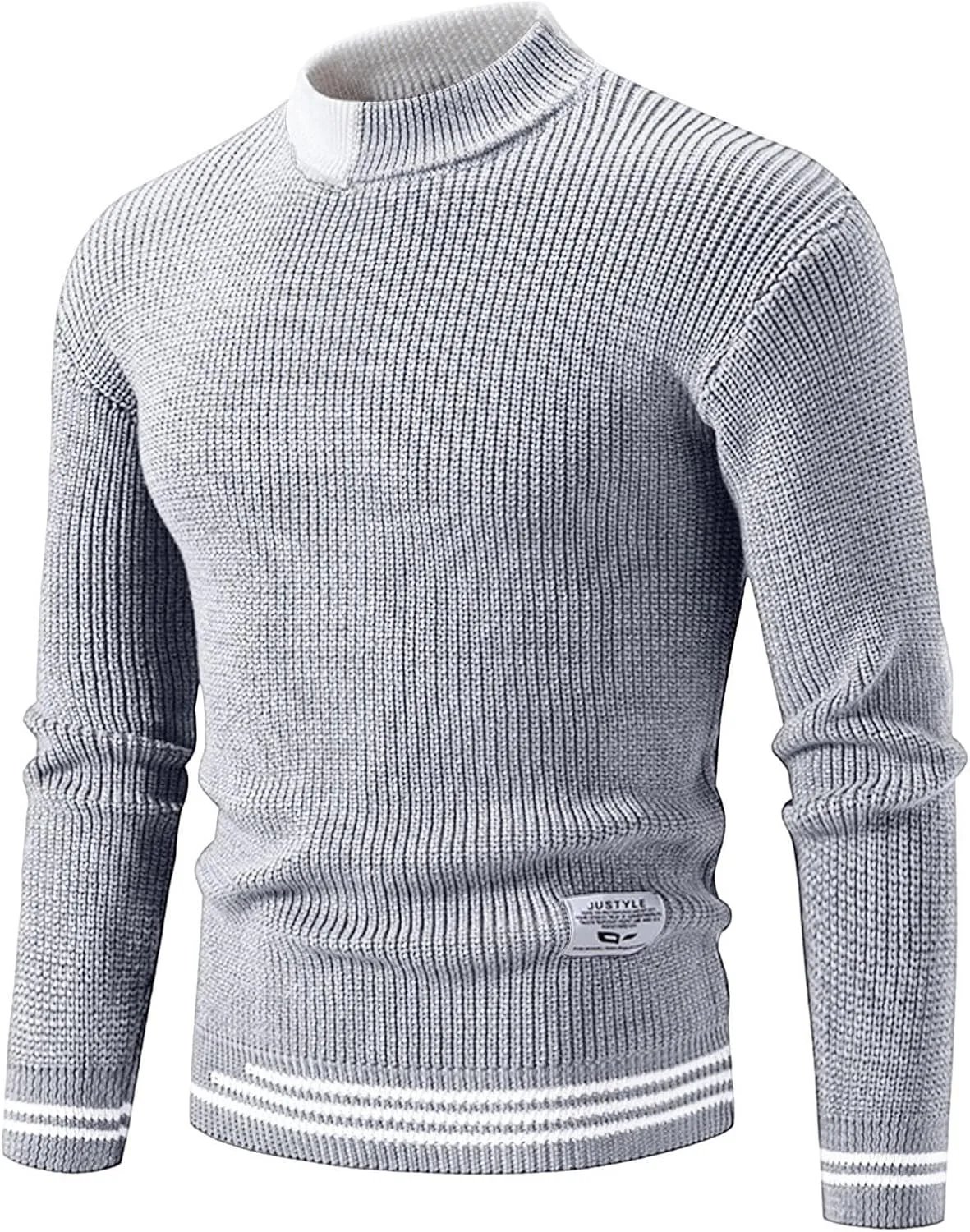 

Мужской свитер с воротником-стойкой, эластичный, легкий, с длинными рукавами