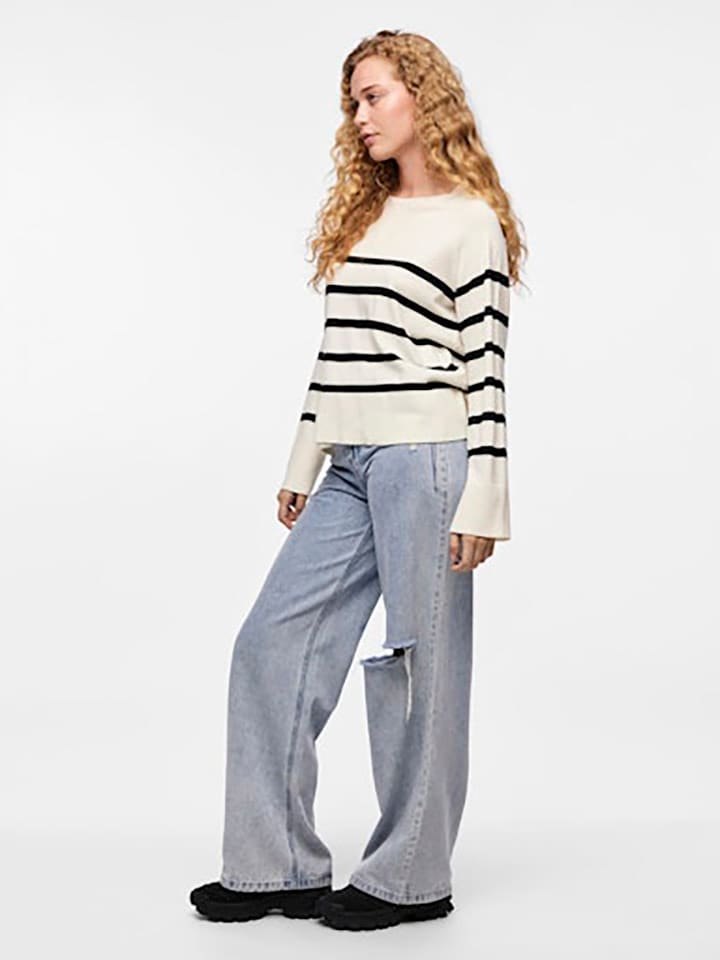 

Pieces Футболка с длинными рукавами кремового/черного цвета