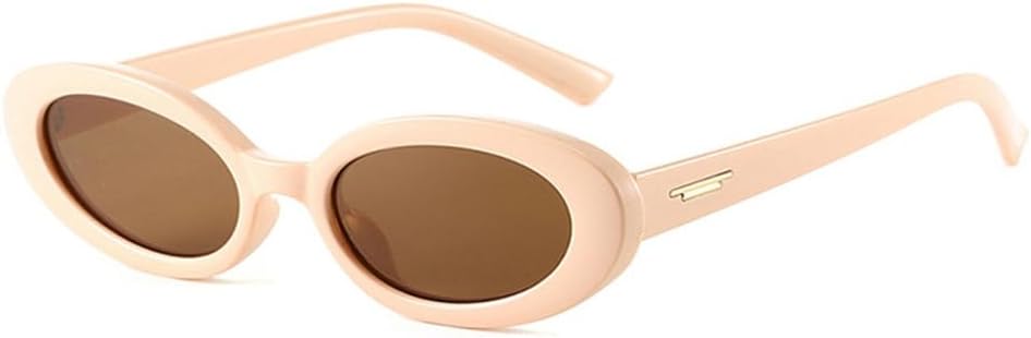 

Популярные модные маленькие овальные солнцезащитные очки для женщин, защита от УФ-излучения UV400, винтажные панк-очки для мужчин, солнцезащитные очки с заклепками, трендовые солнцезащитные очки generic, Beige Tea