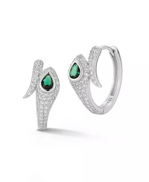 

Серьги-Кольца Huggie Hoop из стерлингового серебра 14 карат с позолотой и подвесками в виде змеи Rachel Zoe, silver