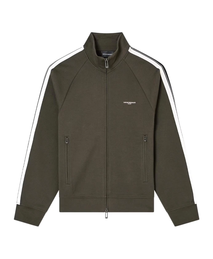 

Пуловер с длинными рукавами и застежкой-молнией по всей длине с логотипом. Emporio Armani, черный