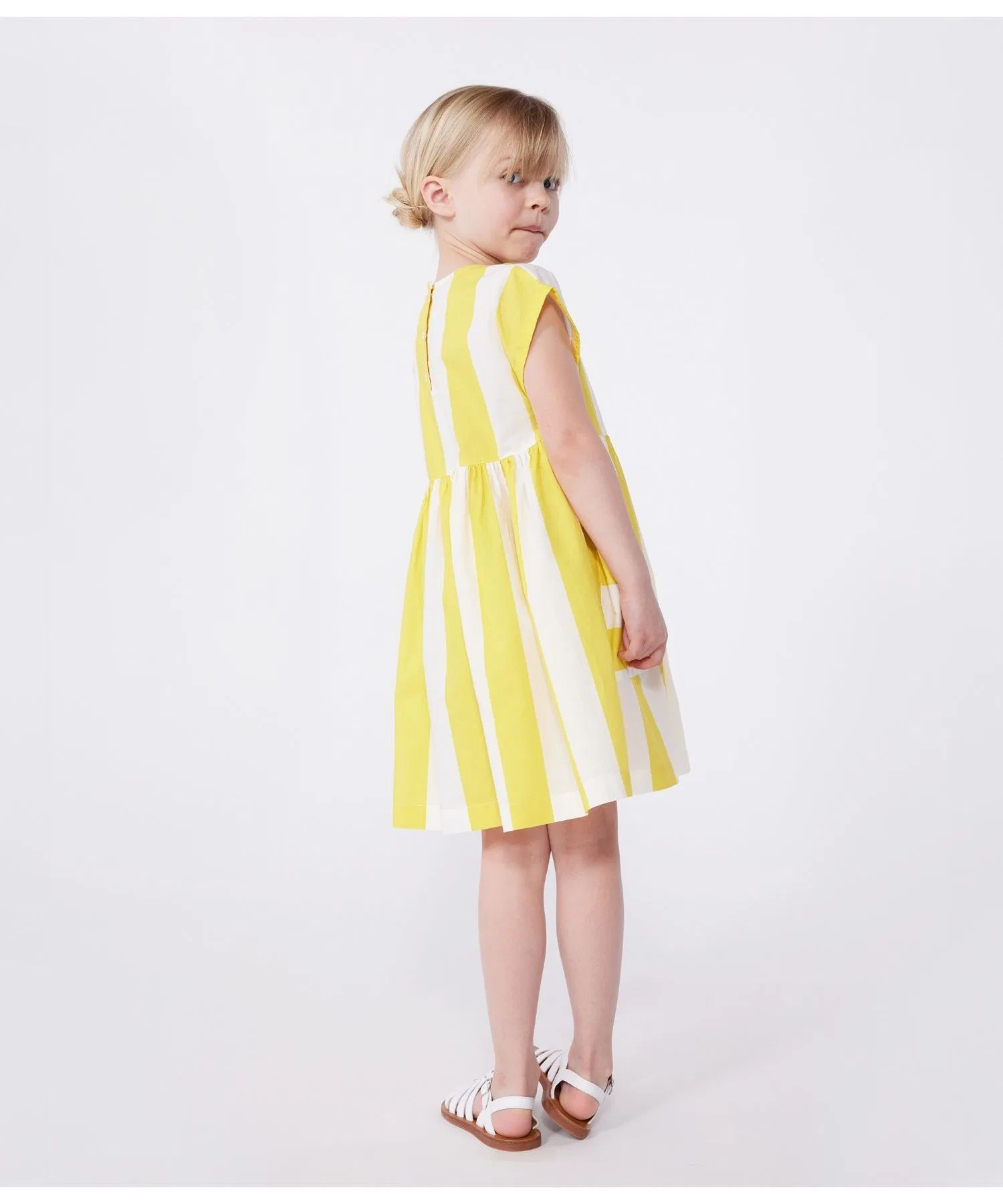 Детское платье в полоску PETIT BATEAU жёлто-белое — фото 3