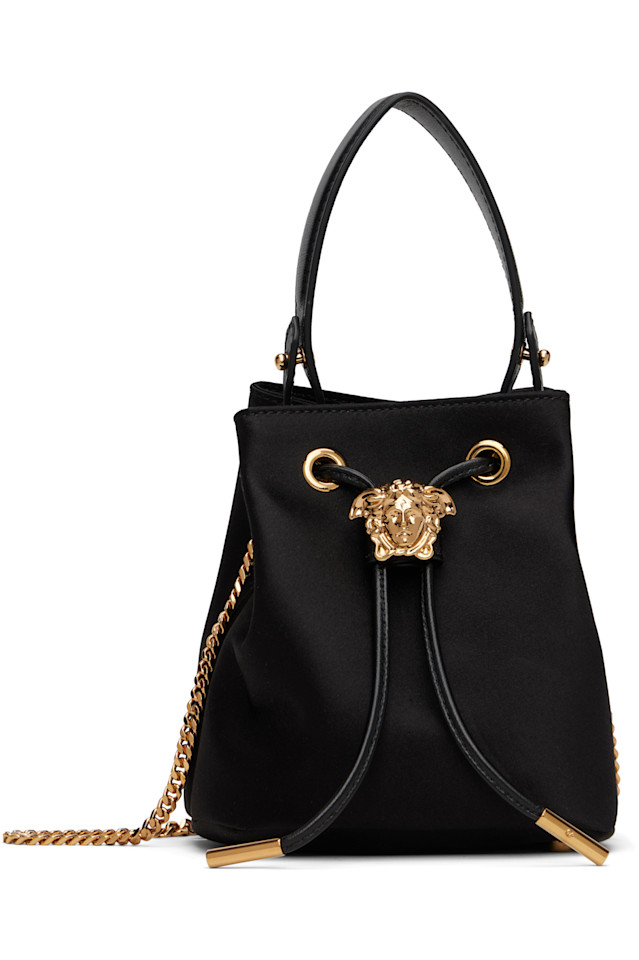 

Сатиновая мини-сумка-ведерко 'La medusa' Versace, черный