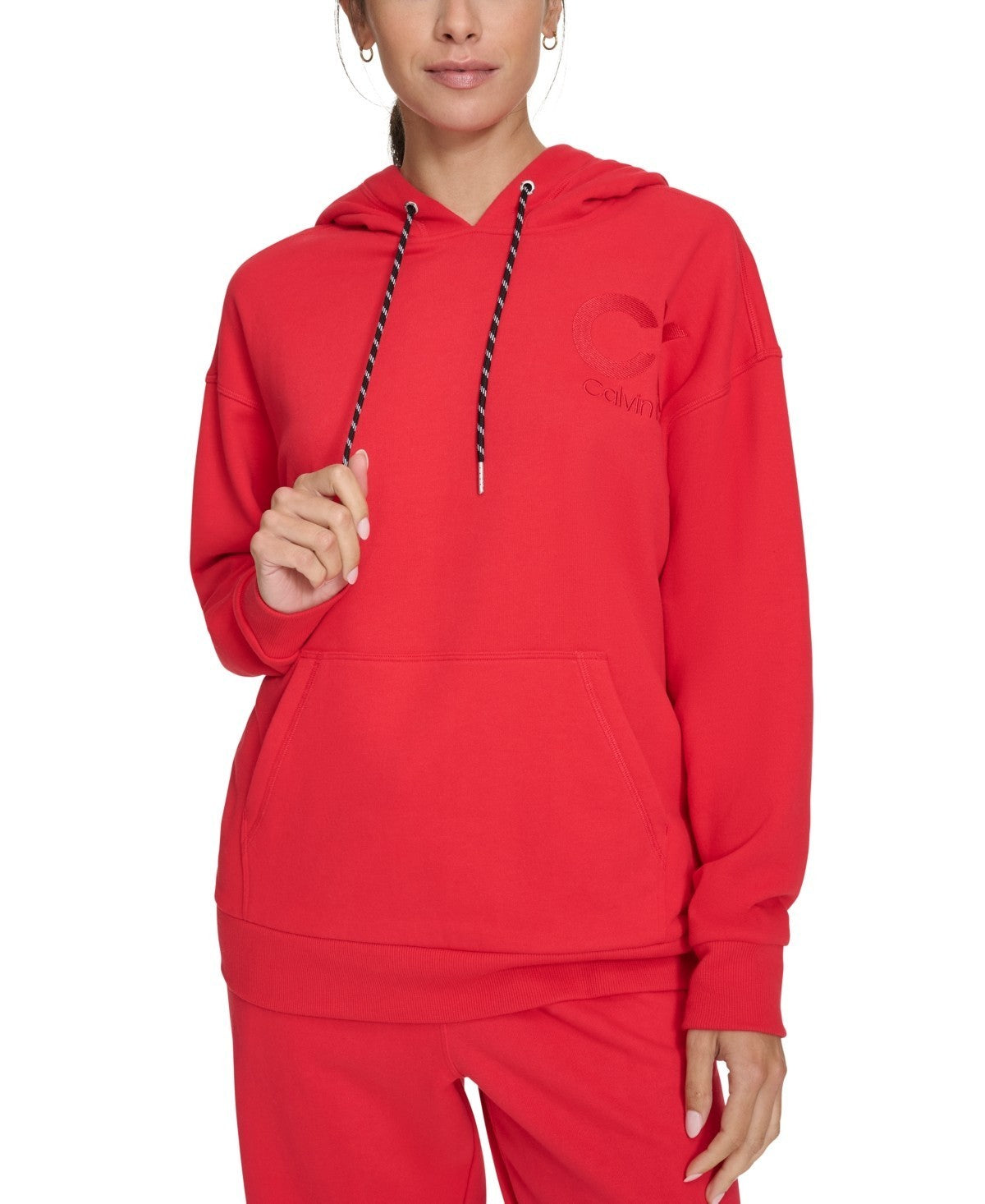 

Кальвин Кляйн Эко Худи женское Сальса с флисовой подкладкой логотип пуловер FTS382 Calvin Klein, оранжевый