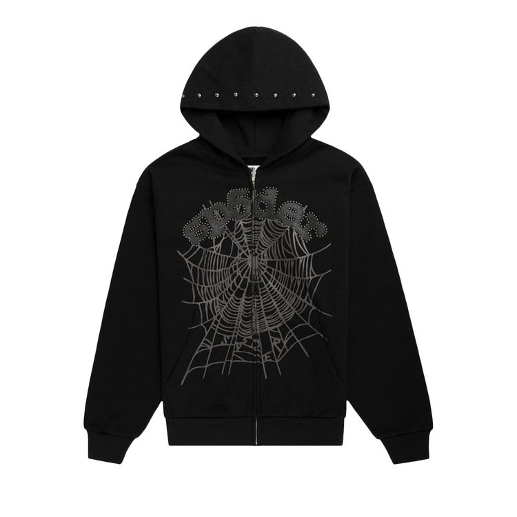 

Худи Sp5der OG Web Studded Zip Hoodie Black, черный