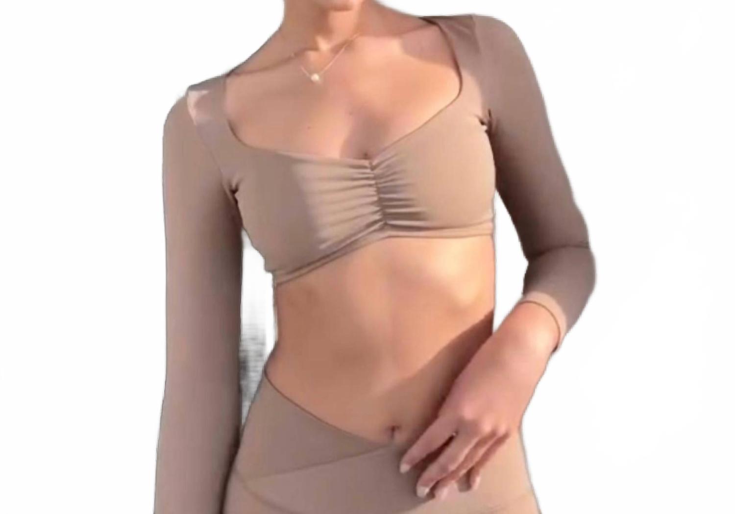 

Софи Кроп-топ с длинными рукавами в коричневом цвете Rockstar Peach