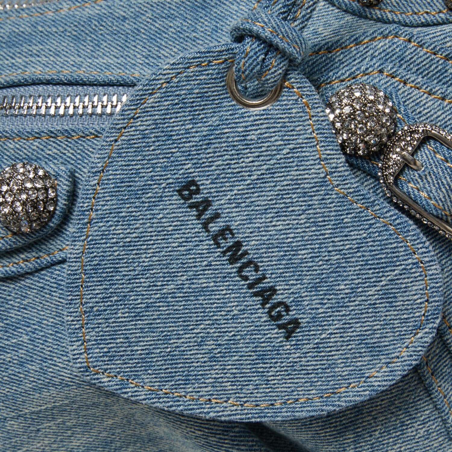 Маленькая сумка через плечо Balenciaga Le Cagole, синяя — фото 3