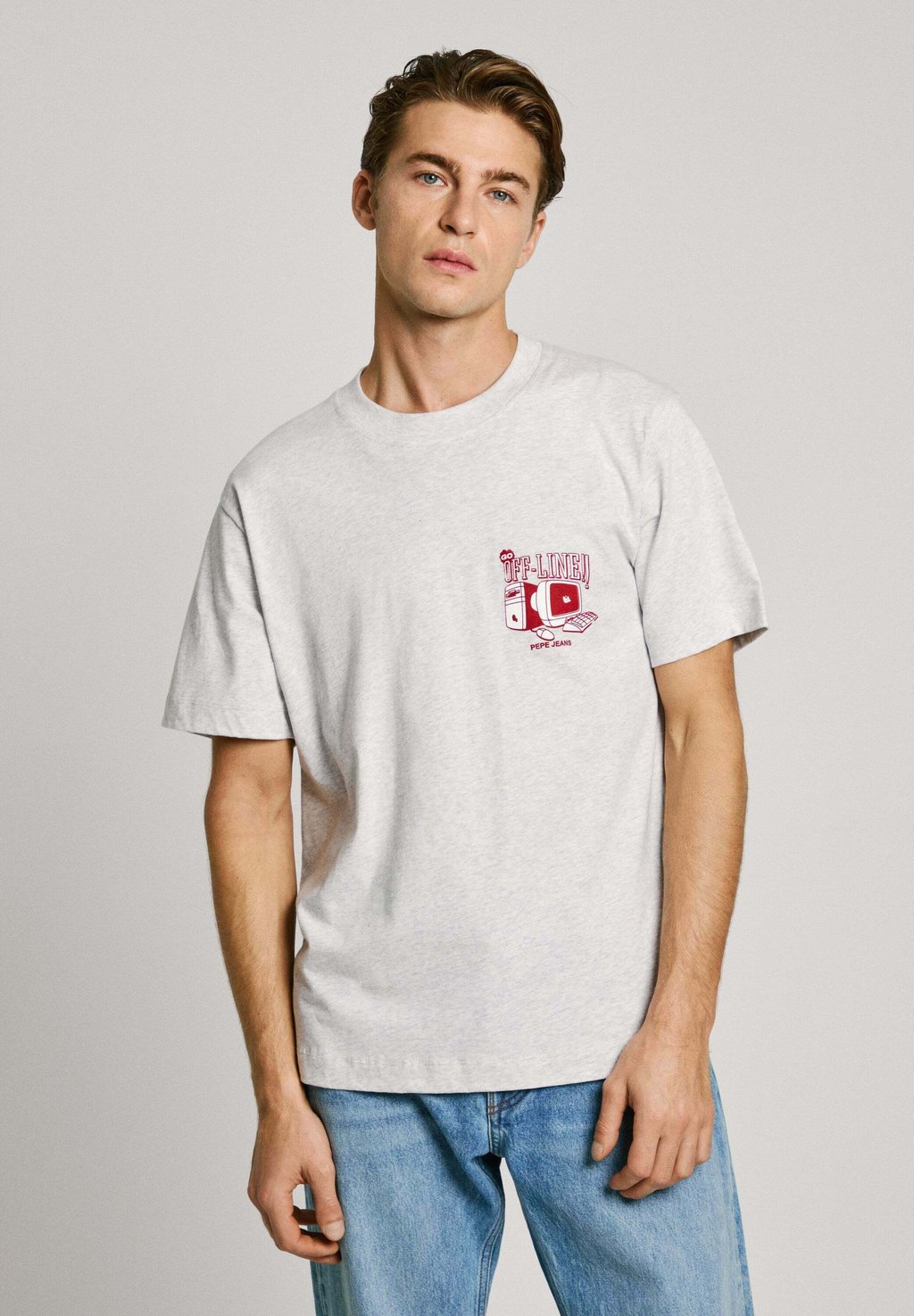 

Футболка с принтом PRESTH Pepe Jeans, светло-серый