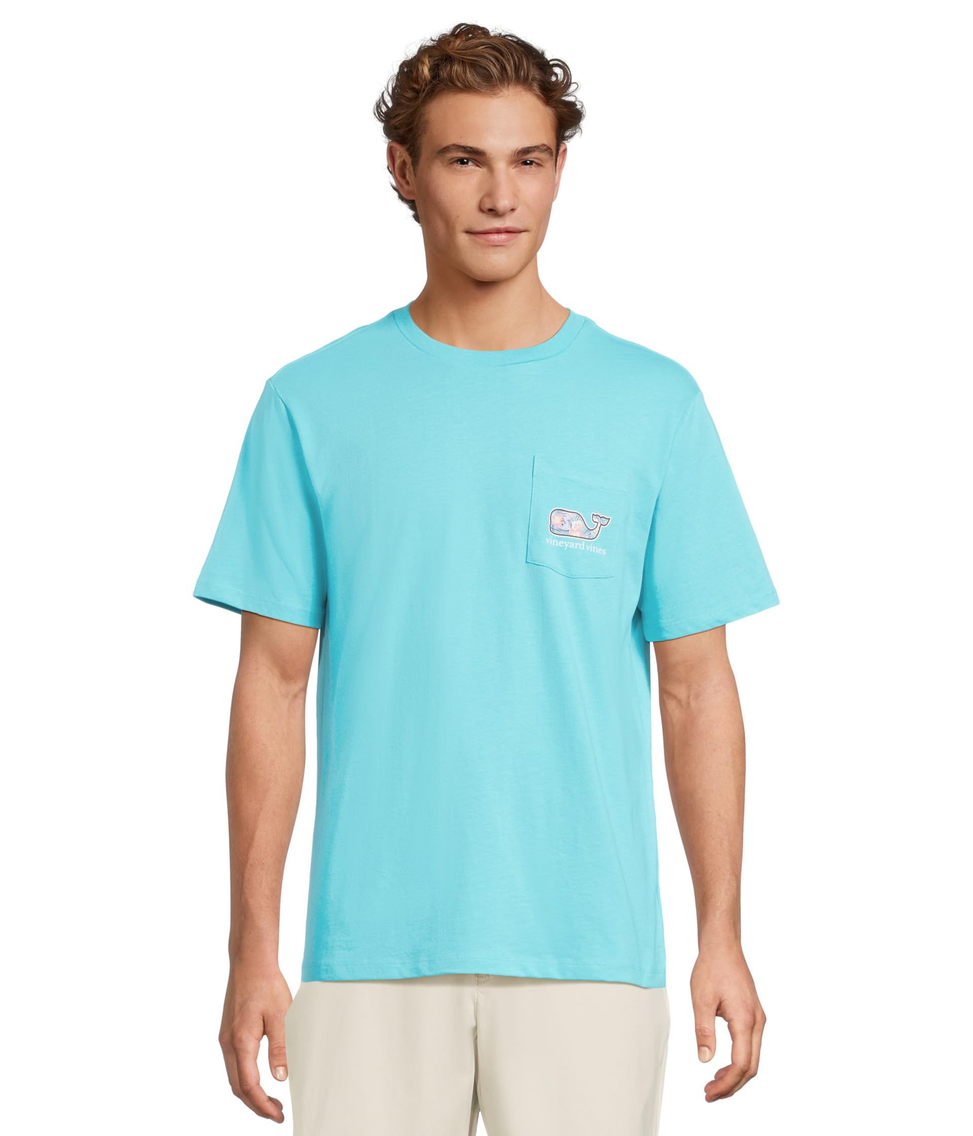 

Футболка Vineyard Vines Chappy Floral Whale Fill Short, цвет Turqs