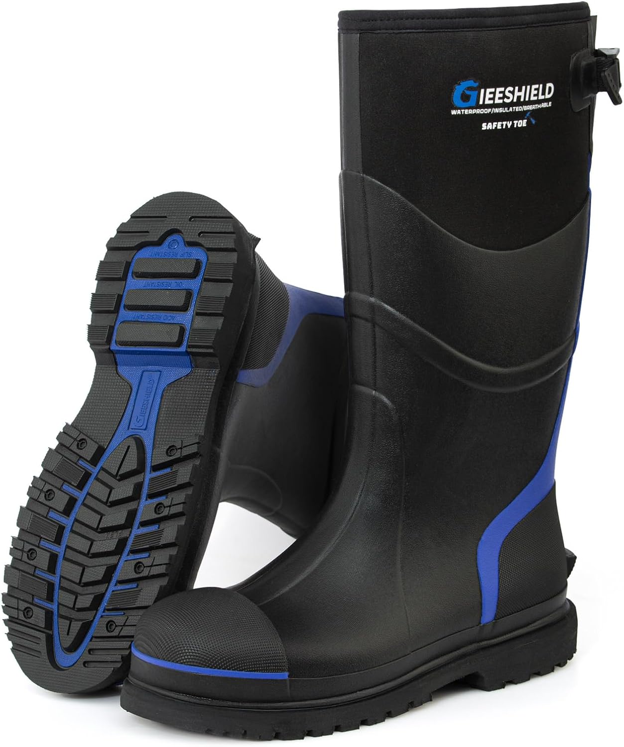 

Мужские резиновые ботинки GIEESHIELD с стальным носком и ребром жесткости, водонепроницаемые и противоскользящие, с 6 мм неопреном, прочные коричневые резиновые ботинки для строительства, сельского хозяйства и производства, размеры 7-14