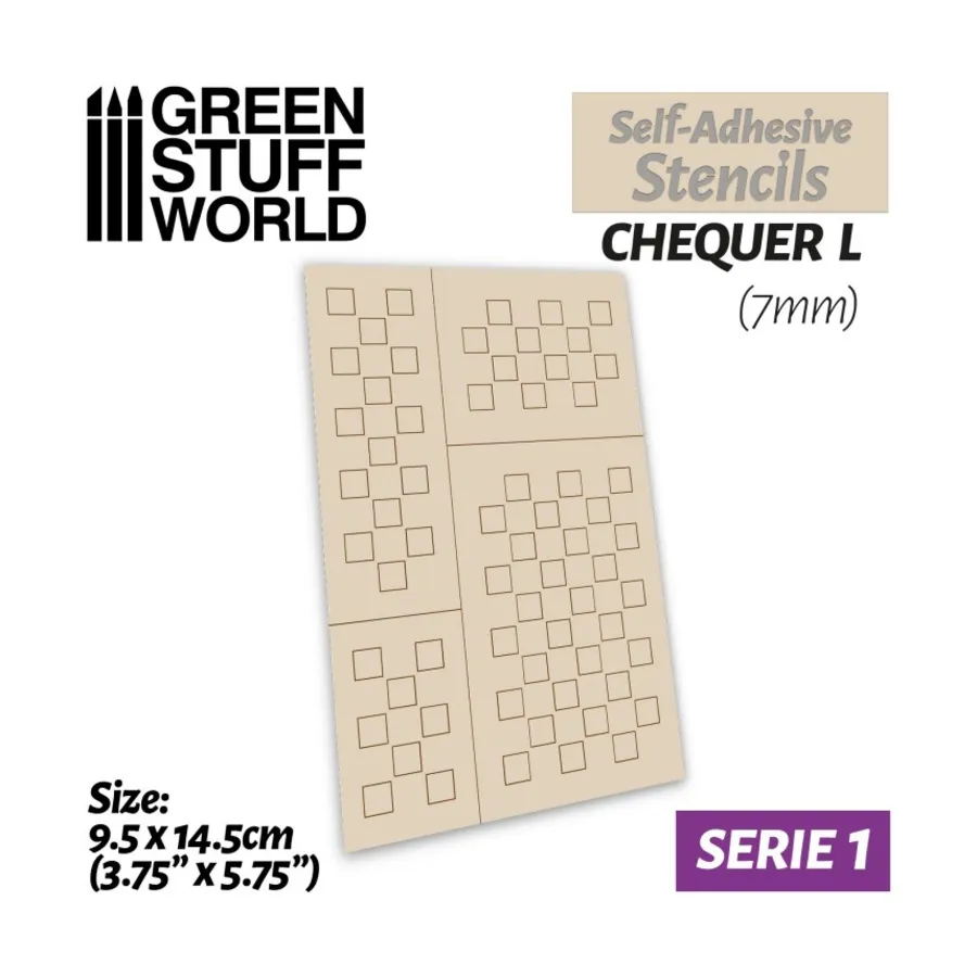 

Самоклеящиеся трафареты - шашка L - 7 мм, Accessories - Tape, Stencils, Adhesives, & Masking (Green Stuff World)