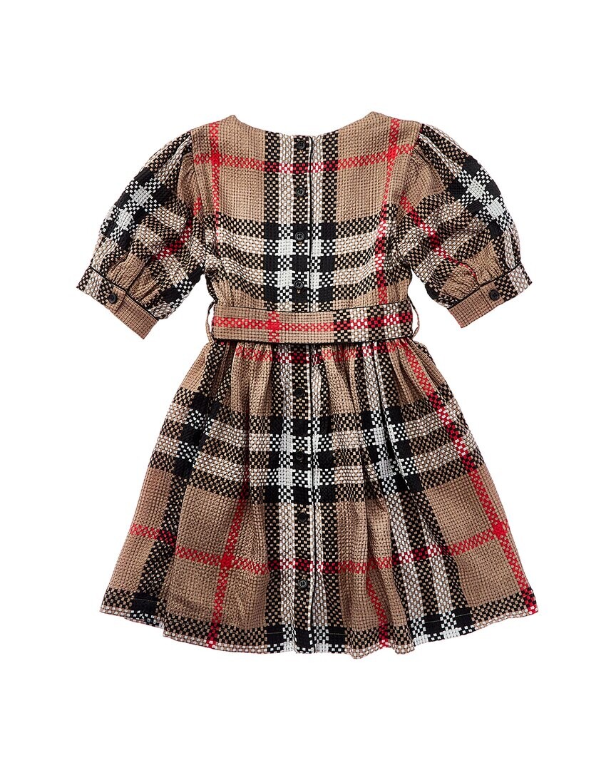 Платье из смесового шелка в винтажную клетку Burberry, коричневый — фото 2