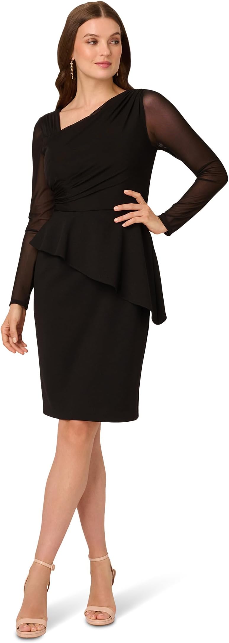 

Платье Adrianna Papell Asymmetrical Crepe Dress, черный