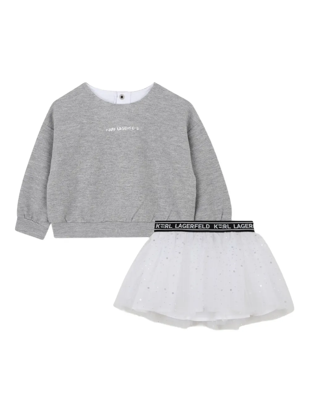 Комплект из толстовки и юбки KARL LAGERFELD KIDS, белый — фото 3