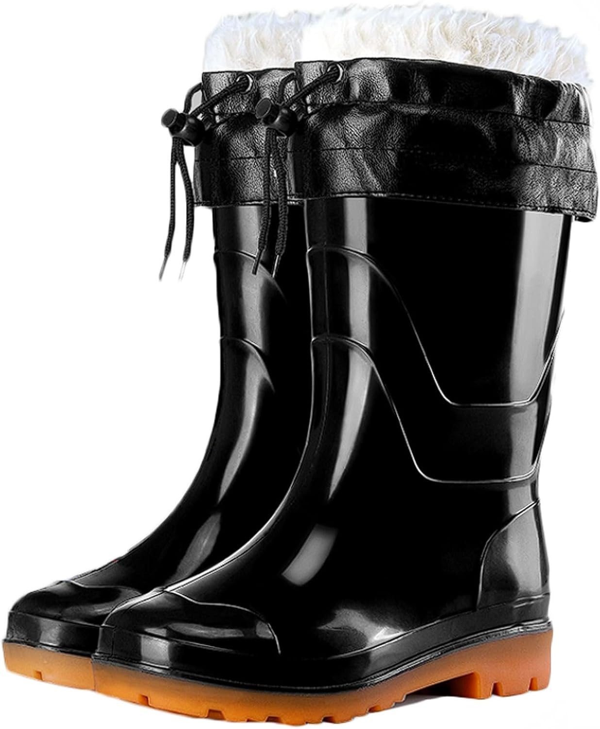 

Высокие и средние водонепроницаемые резиновые сапоги, противоскользящие сапоги с флисовой подкладкой и подошвой из коровьей кожи для строительства и мойки автомобилей Clingre Boutique Shop, 25CM Type 3