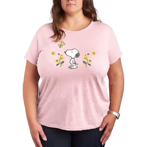 

Футболка с цветочным принтом Peanuts Snoopy & Woodstock Plus size Licensed Character, Heather Pink, Коричневый, Футболка с цветочным принтом Peanuts Snoopy & Woodstock Plus size Licensed Character, Heather Pink