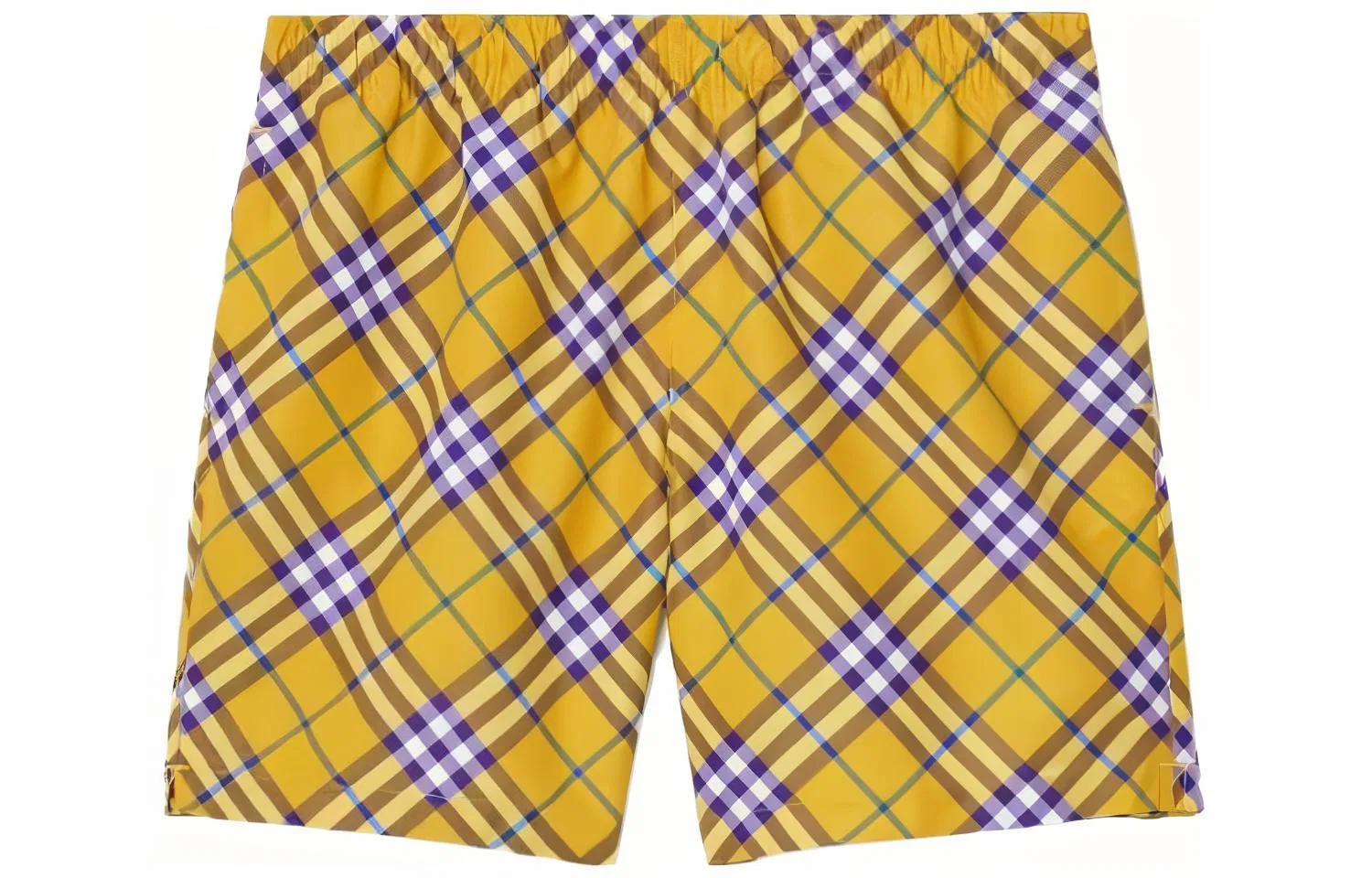Пляжные шорты Burberry клетчатые, свободный крой, желтые