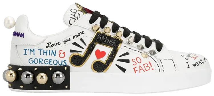 Кроссовки Dolce & Gabbana Wmns Portofino 'Musical Note Patch', белый