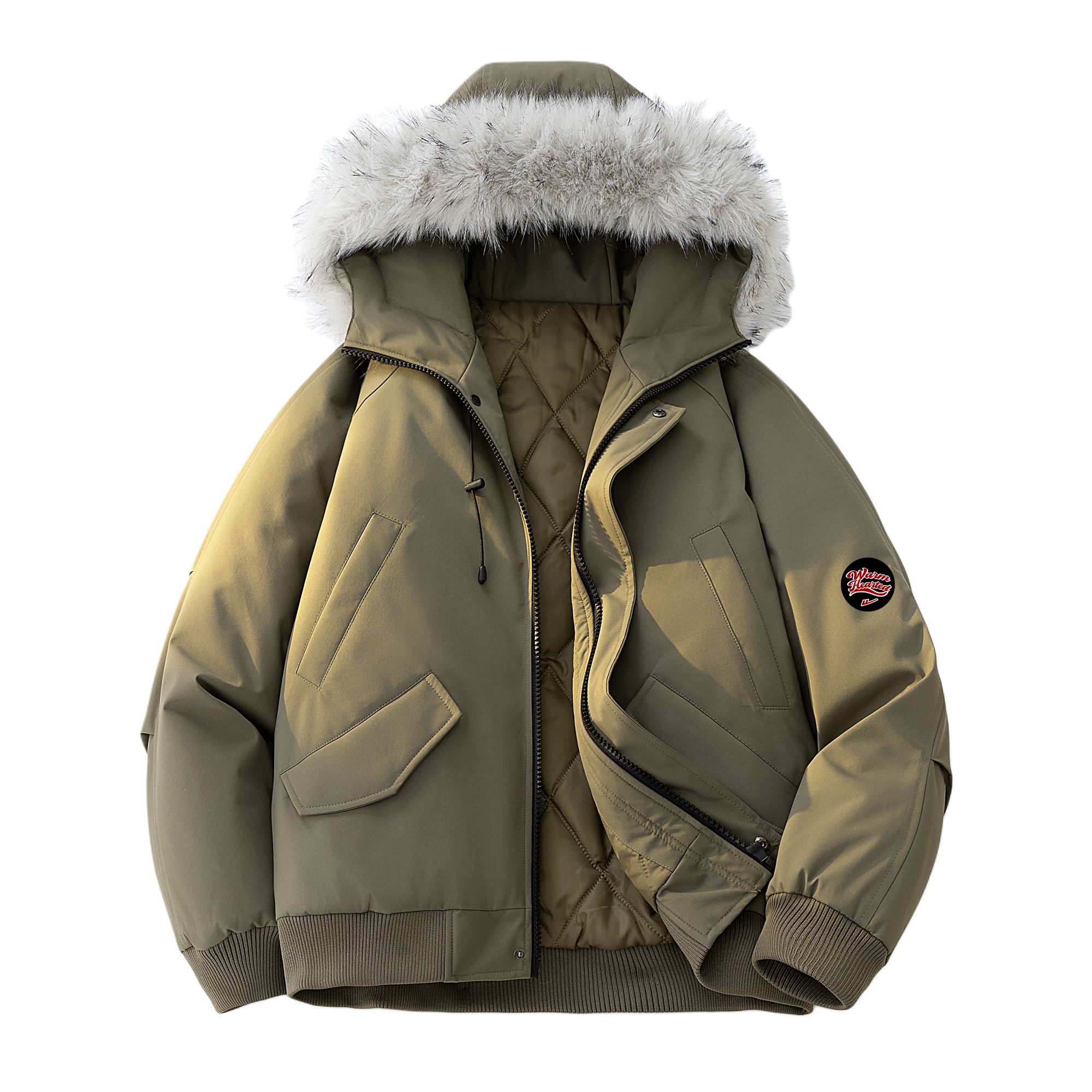 

Пуховик женский утепленный парка WARRIOR, gull серый (detachable fur collar diy badge)