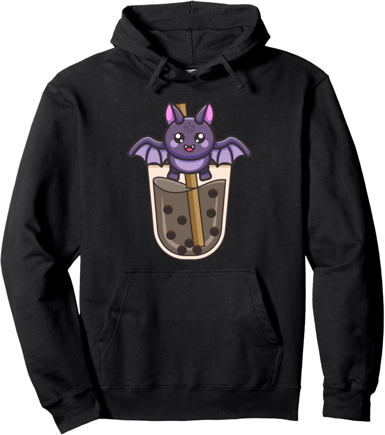 

Худи в стиле коттеджкор с рисунком «Пузырьковый чай» Bubble Tea Bat Bat Gift Idea, черный