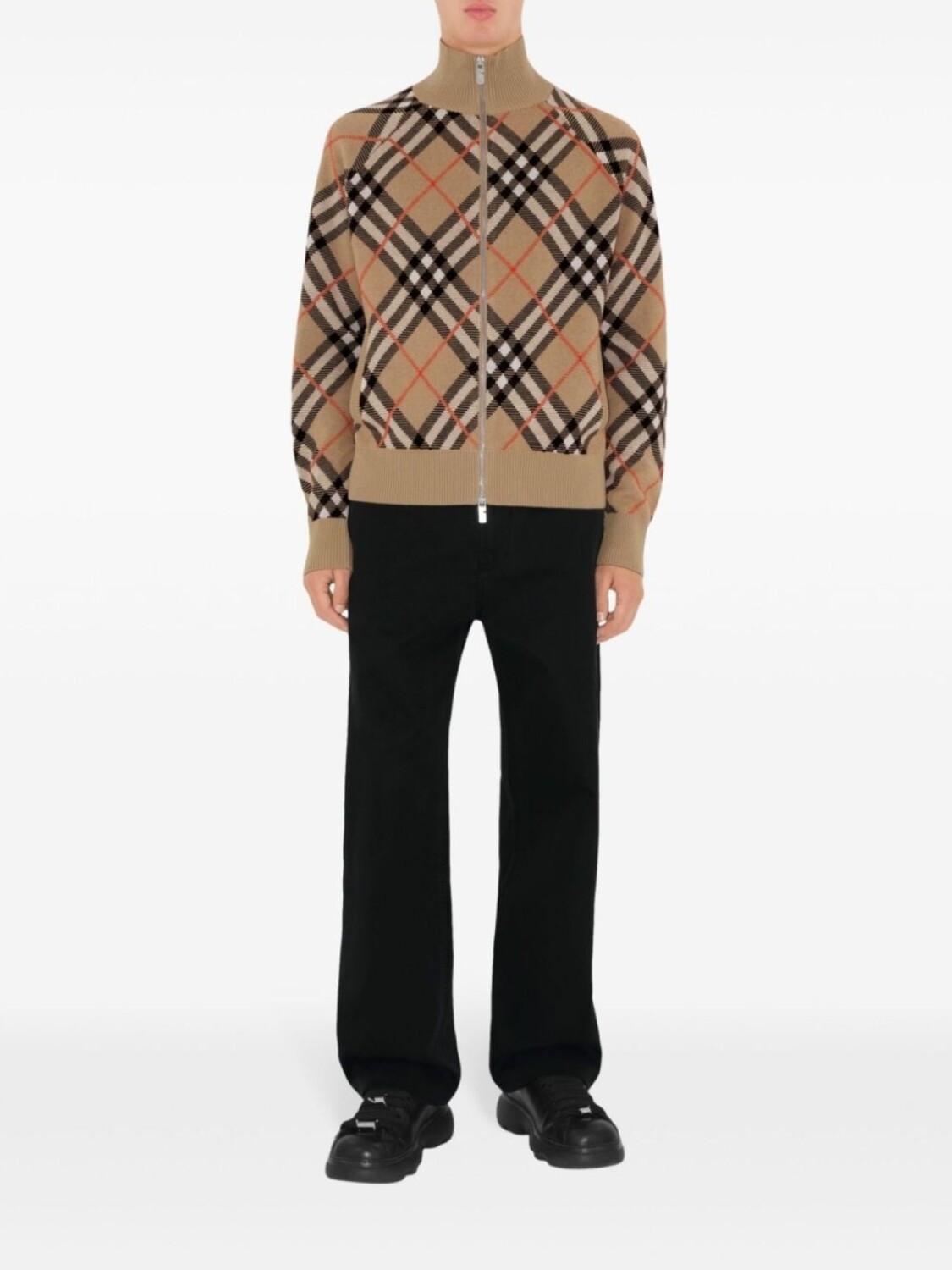 Кардиган Burberry Vintage Check на молнии, нейтральный — фото 2