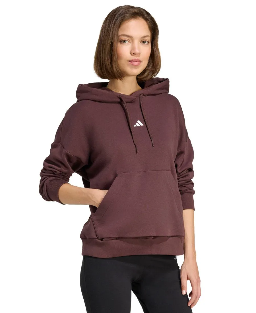 Женская толстовка с длинными рукавами и логотипом Essentials Adidas, shadow коричневый/белый — фото 4